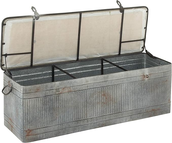 Deco 79 Metal Room Storage Bench Galvanized Entryway Bench - Image 15