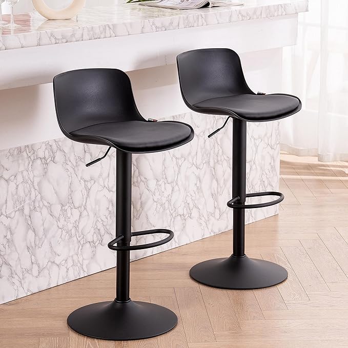 YOUTASTE Black Bar Stools Set of 2 Counter Height Bar Stool Upholstered - Image 8