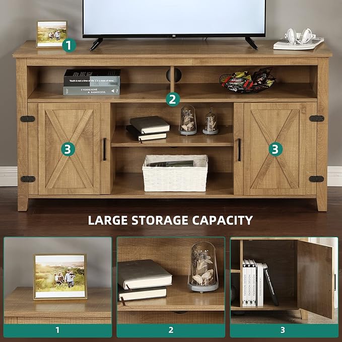 YITAHOME Television Stand for 65 Inch TV, Farmhouse TV Stand Entertainment - Image 7