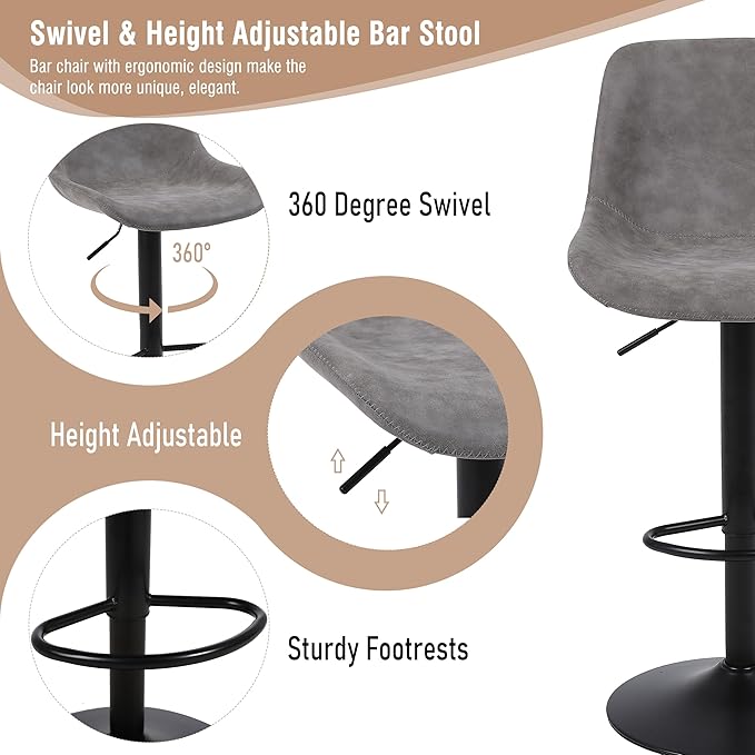 Bar Stools, Swivel Counter Height Barstools - Image 5