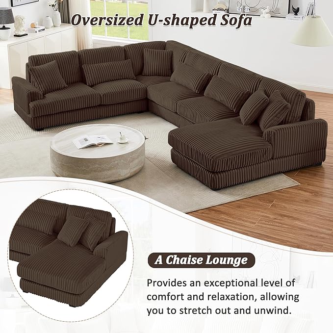 129" Oversized U Shaped Modular Sectional Sofa Couch - Image 7