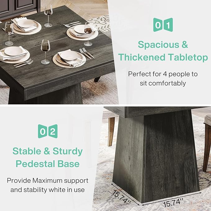 Tribesigns Square Dining Table for 4, 31.5-Inch Small Kitchen Table - Image 7