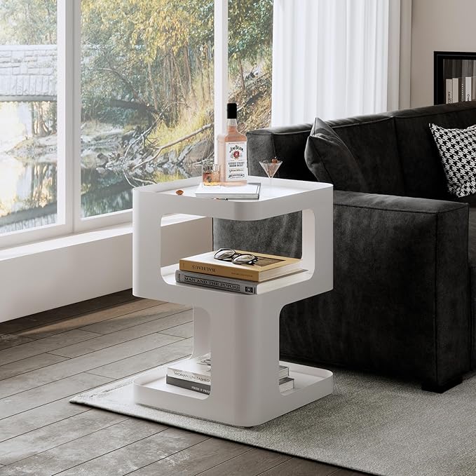 Modern Side Table, Unique nightstand, Bedside Table, Metal 3-Tier Night Stand - Image 8