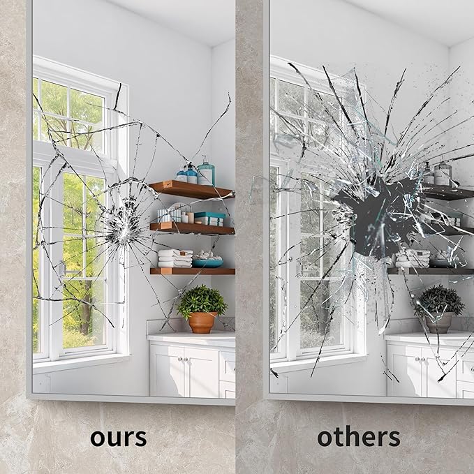 YIROMAN Bathroom Mirror 55"x36", Large Brushed Silver Bathroom Mirror - Image 9