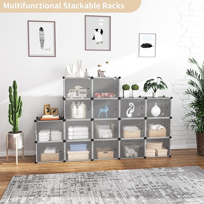 Portable Shoe Rack with Door, 64 Pairs Cabinet Easy Assembly, Plastic - Image 4