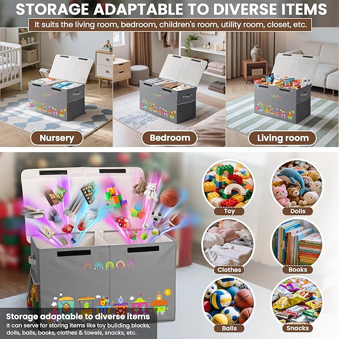 80L Large Toy Storage Box with Lid, Large Toy Box Chest - Image 5