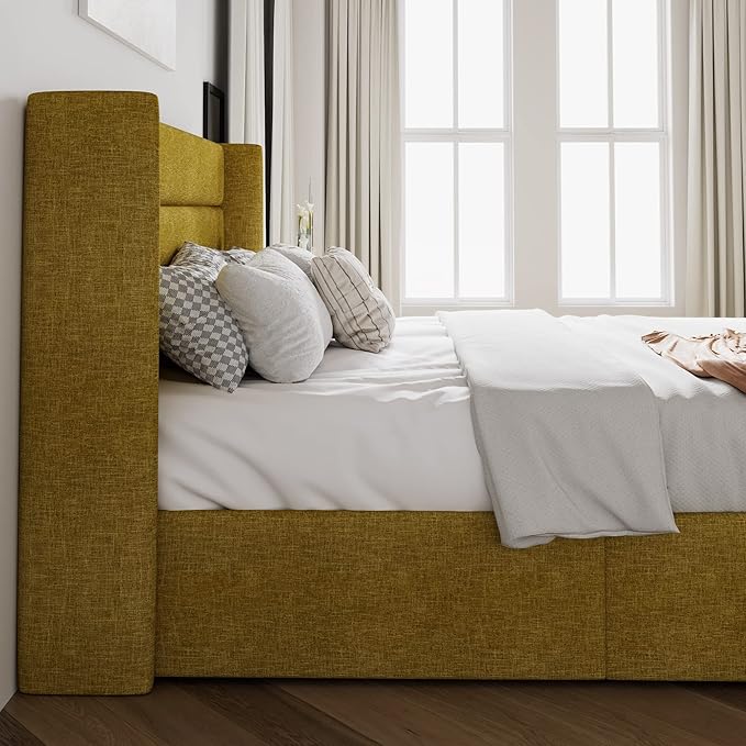 SHA CERLIN Full Size Lift Up Storage Bed/Modern Wingback Headboard/Upholstered - Image 8