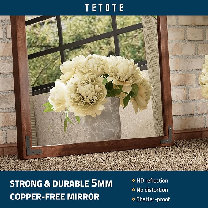 TETOTE 24 x 36 Walnut Wood Framed Mirror - Image 5