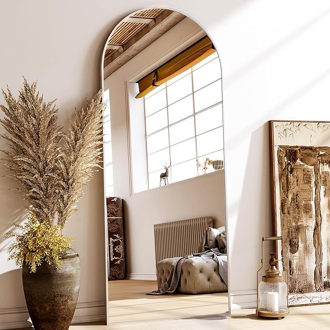 56"x21" Floor Full Length Mirror Standing Full Body Rounded Corner Rectangle by XRAMFY