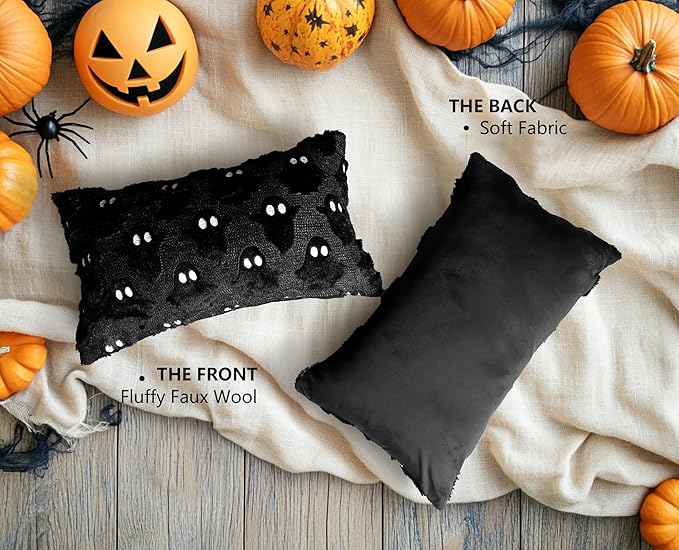 4TH Emotion Halloween Ghost Decorative Lumbar Pillow Covers 12x20 Set of 2 - Image 5