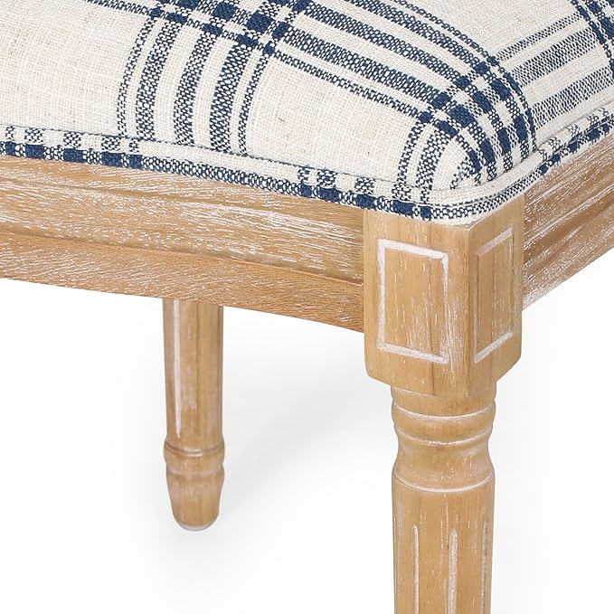 Christopher Knight Home Phinnaeus Dining Chair Set, Dark Blue Plaid + Natural - Image 13