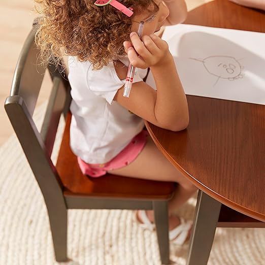 ECR4Kids Hideaway Table and Chair Set, Kids Furniture, Dark Walnut/Grey Wash - Image 11