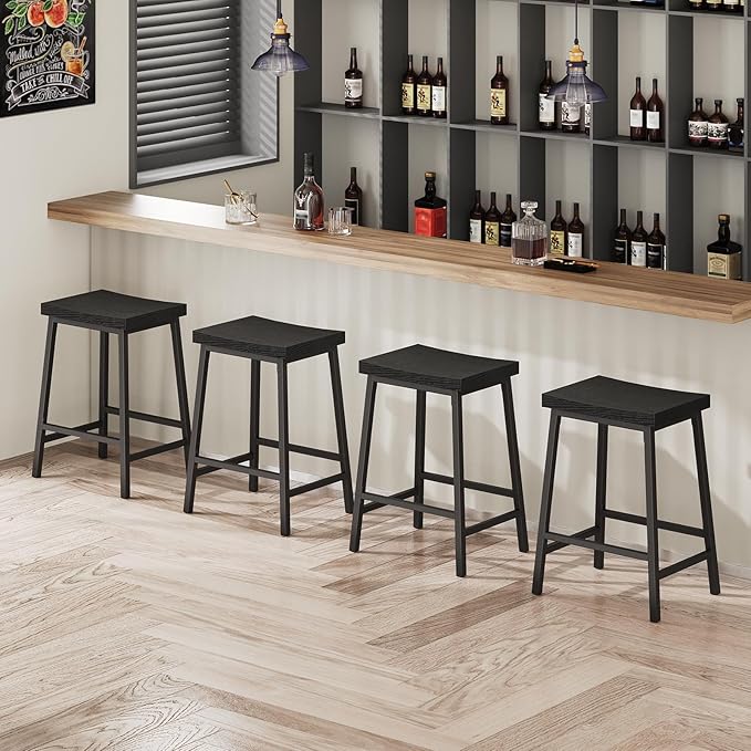 Bar Stools, Counter Height Bar Stools Set of 2, 23.7 Inch Saddle Stools - Image 7