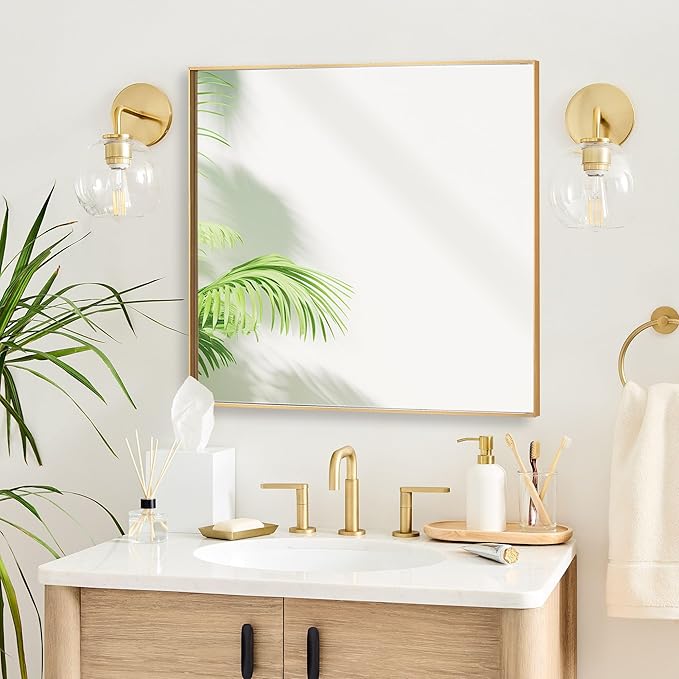 30x30 Inch Orange Gold Bathroom Mirror - Image 3