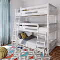 Max & Lily Triple Twin Bunk Bed, Solid Wood Bed Frame by MaxLily