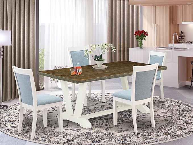East West Furniture V077MZ015-5 5 Piece Dining Set Includes a Rectangle Dining - Image 2