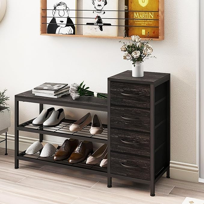 EXOTICA 3 Tier Entryway Bench Shoe Storage Bench - Image 2