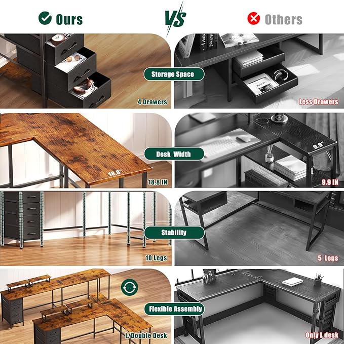 59 inch L Shaped Computer Desk - Image 6