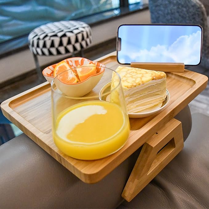 Couch Arm Tray Table Clip on Sofa, Armrest TV Tray Table - Image 2