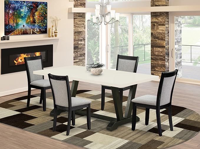 East West Furniture V627MZ606-5 5 Piece Dining Table Set - Image 2