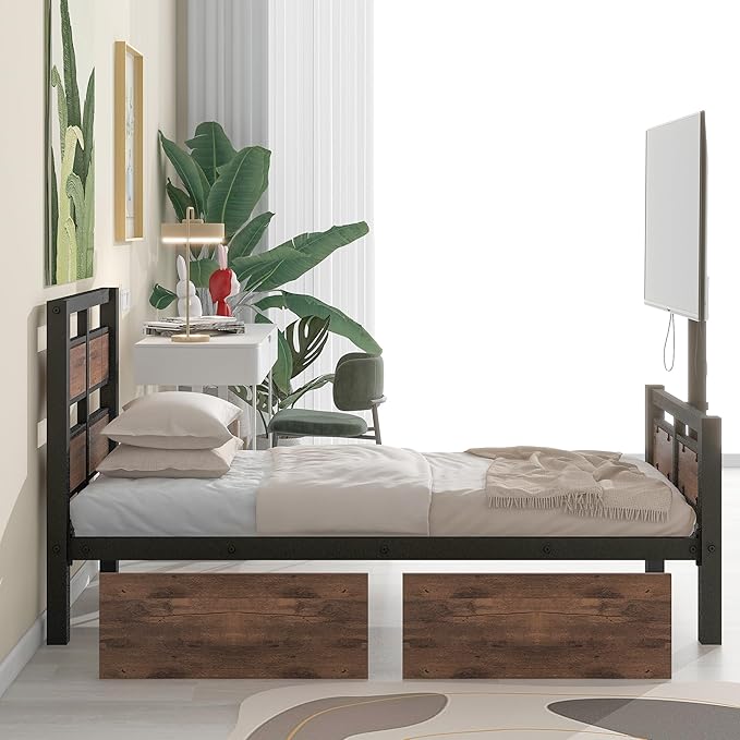 Twin Size Metal Platform Bed - Image 4