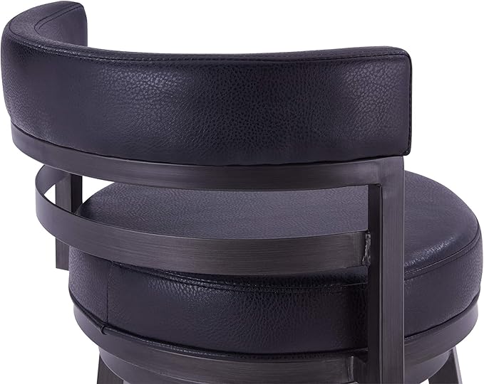 Armen Living Madrid 26" Counter Height Swivel Barstool in Ford Black Faux - Image 8