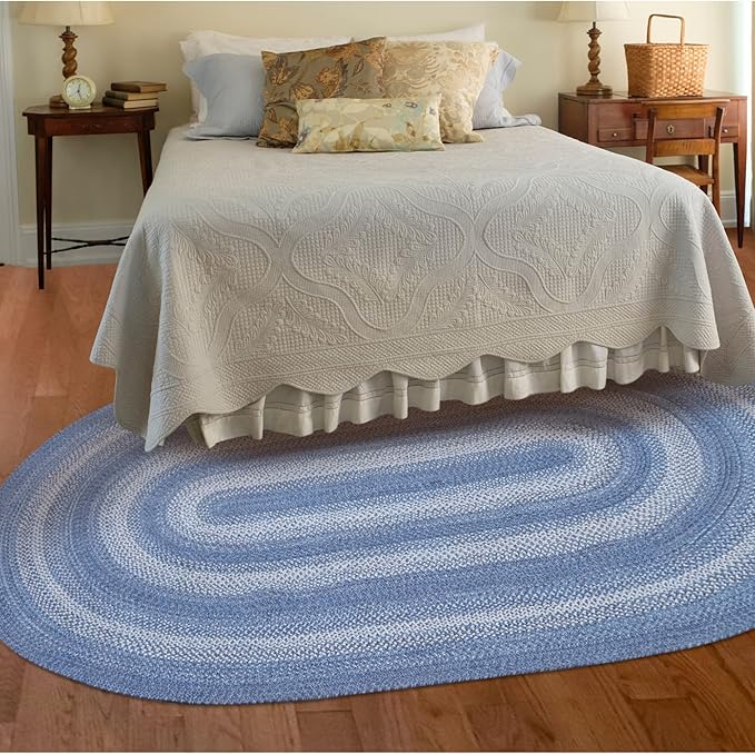 Homespice Denim Jute Blue 4x6' Braided Rugs Oval Rugs - Image 10