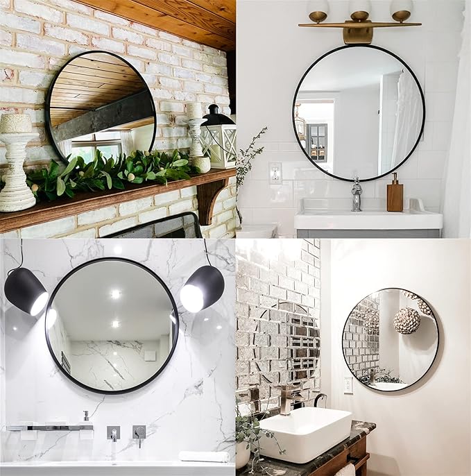 BEAUTYPEAK 18 Inch Round Mirror, Metal Frame Circle Mirror, Wall Mounted - Image 6