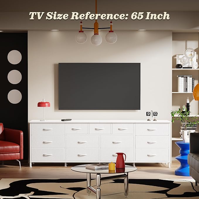 Huuger 70 Inch White Dresser for Bedroom, TV Stand for 65, 80 Inch TV, 13 - Image 2