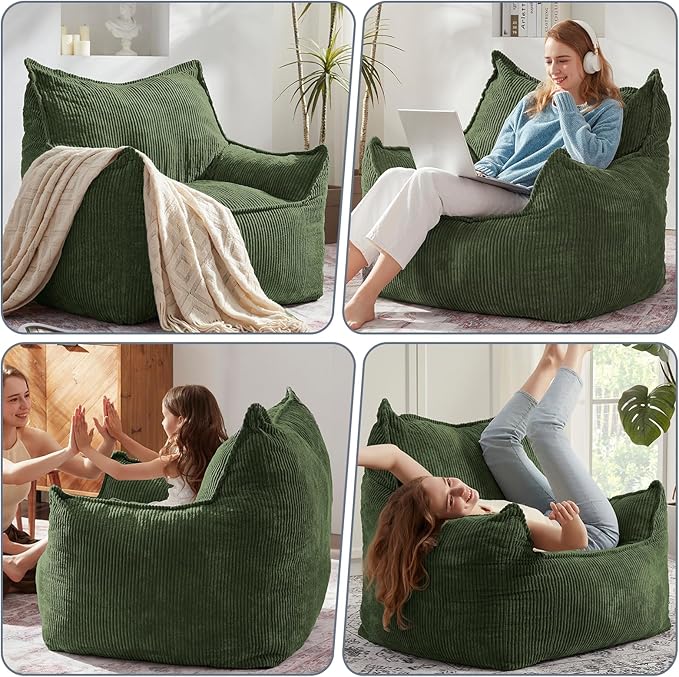Giant Bean Bag Chair Sofa for Adults Teens, Comfy Corduroy Large Bean Bag Chairs - Image 4