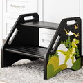 AMBIRD Toddler Step Stool, Dinosaur Wooden Two Step Stool by AMBIRD