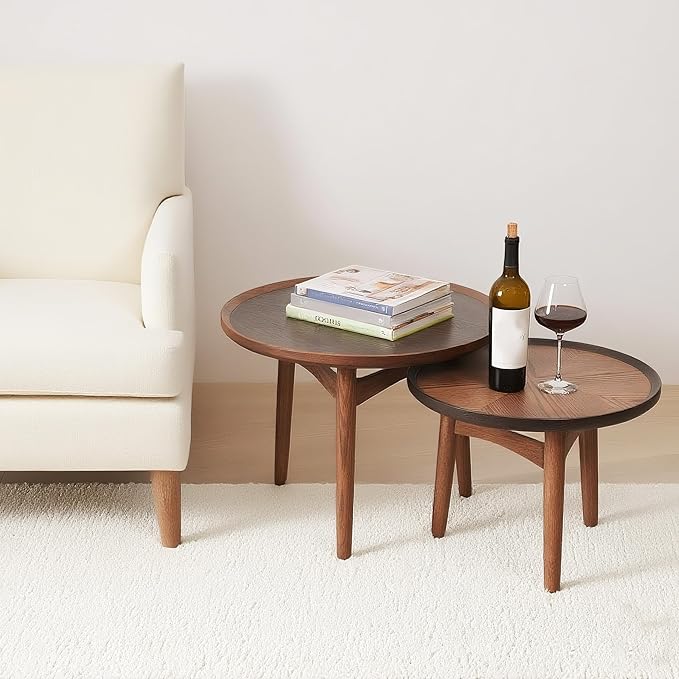 CONSDAN 24 Round Coffee Table, Solid Oak Frame & Veneer Top, USA Grown Hardwood - Image 9