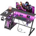 40 Inch Gaming Desk with Power Outlet & LED Lights, L Shaped Computer Gaming by Korfile