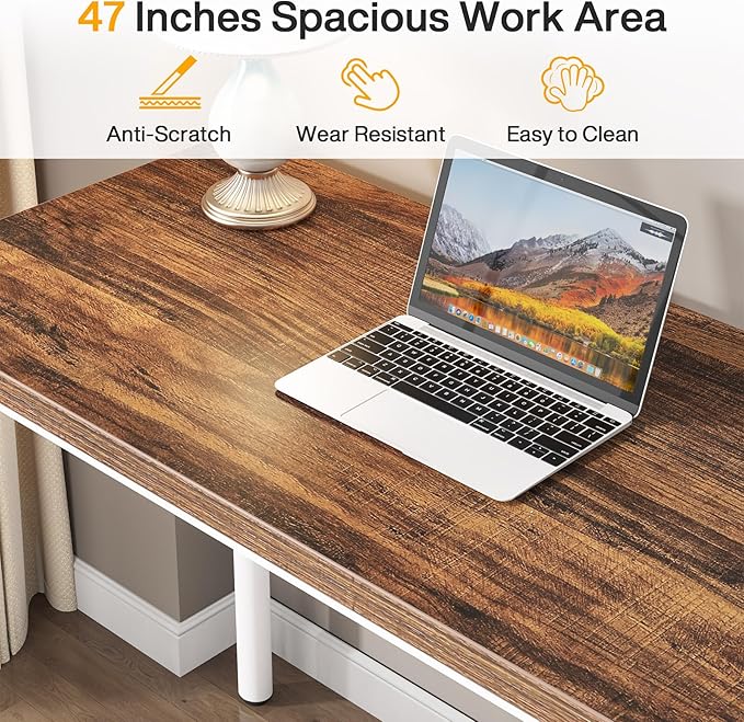 Tribesigns Computer Desk with 5 Drawers, 47 inches Rustic Brown Home Office - Image 9
