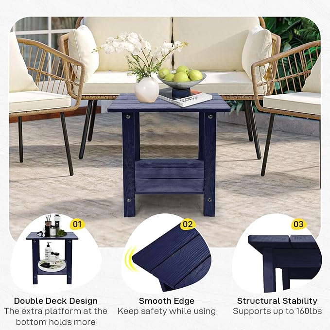 Melucivi Weather Resistant Outdoor Side Table, Double Small Adirondack Side - Image 5