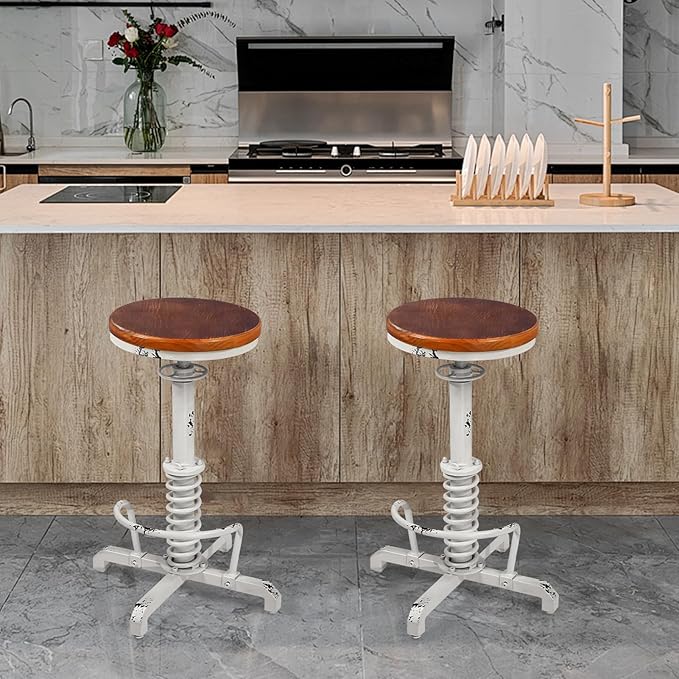 American Antique Steampunk Bar Stool 24.41"-28.35" Vintage Industrial - Image 6