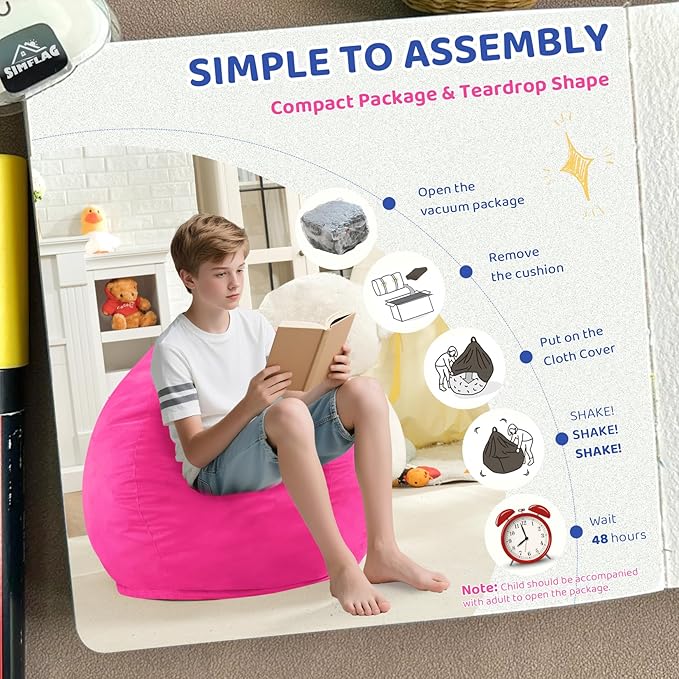 2FT Bean Bag Chair, Comfy Bean Bag Chairs - Image 5