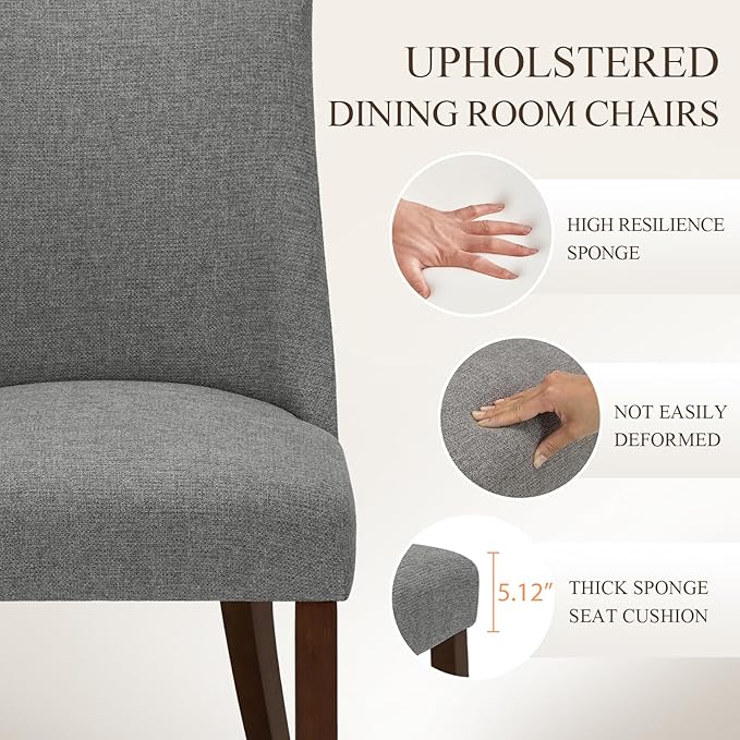 COLAMY Upholstered Dining Chairs Set of 2, Mid Century Modern Kitchen Chairs - Image 4