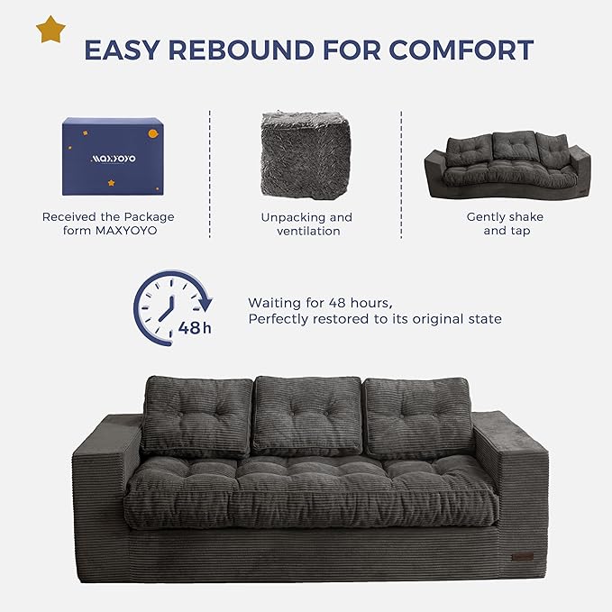 MAXYOYO 3 Seater Couch for Living Room, Boneless Couch - Image 7
