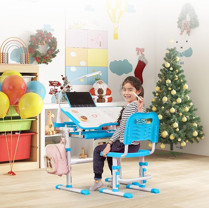 Real Relax Kids Desk and Chair Set, Children's Multifunctional School Tables - Image 4