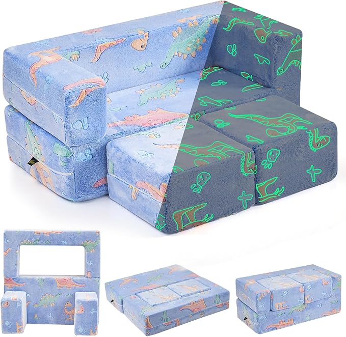 Kids Couch Sofa Modular Toddler Couch, Fold Out Kids Sofa by TELER