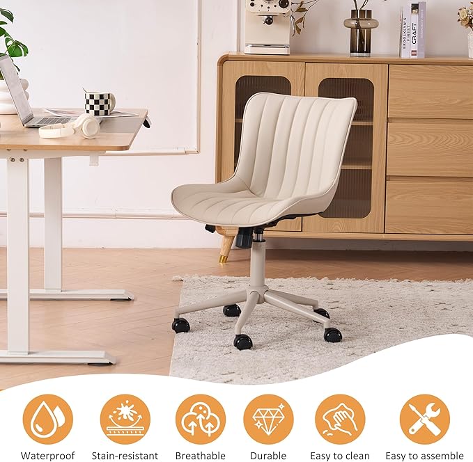 YOUNIKE Cream Home Office Desk Chair - Image 7