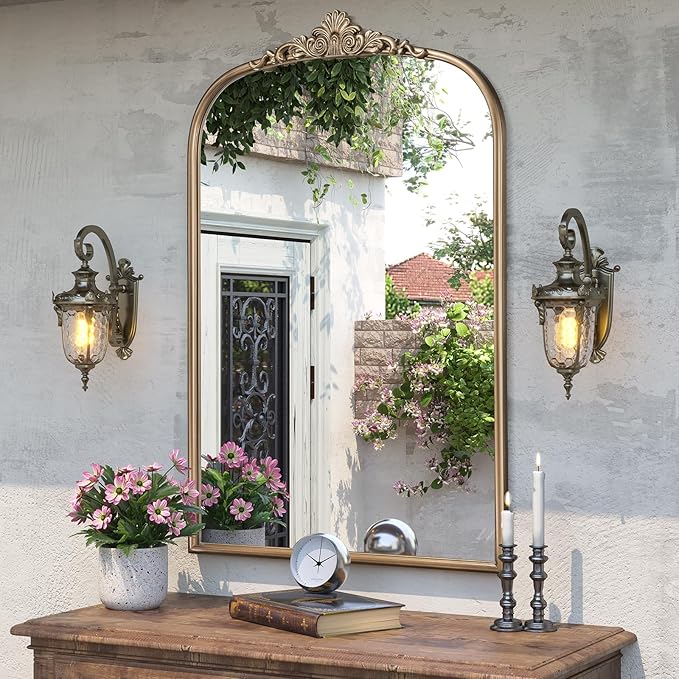 30" x 40" Antique Gold Arched Mirror - Image 6