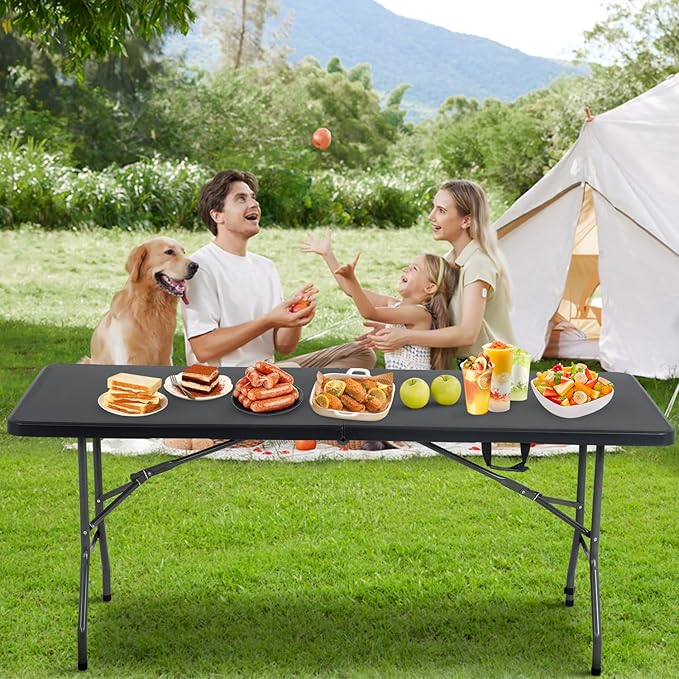 BestOffice Outdoor Folding Camping Table Plastic Table Portable Square Height - Image 2