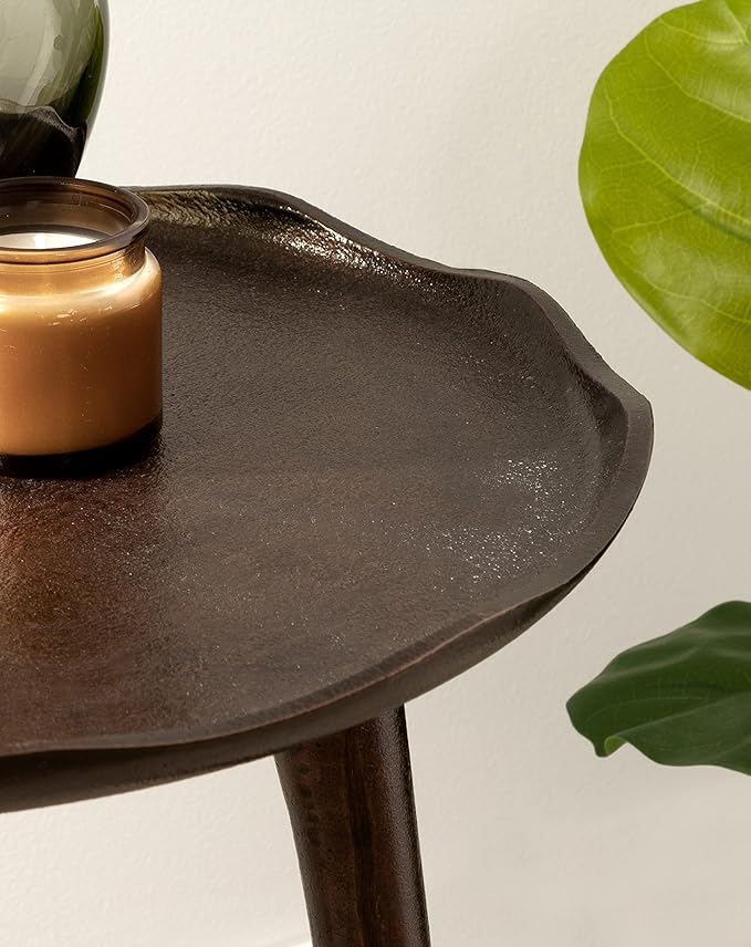 Kate and Laurel Alessia Modern Round Metal Side Table; 15 x 15 x 22; Bronze; - Image 7