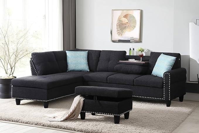 98 Inch L Shaped Sectional Sofa by Unknown