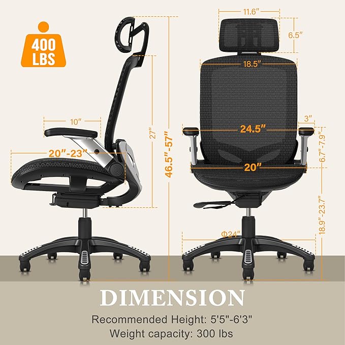 GABRYLLY Ergonomic Office Mesh Chair, High-Back Desk Chair - Image 3
