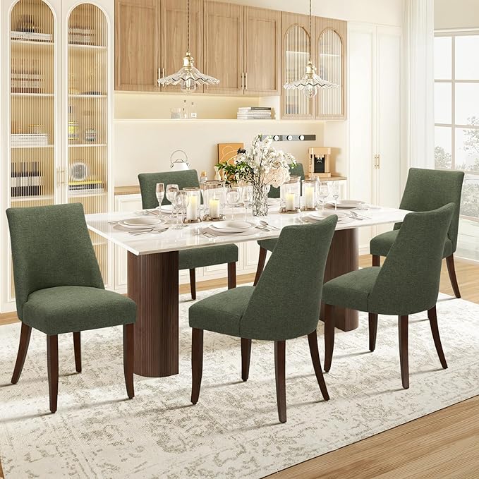 COLAMY Upholstered Dining Chairs Set of 6, Mid Century Modern Kitchen Chairs - Image 2