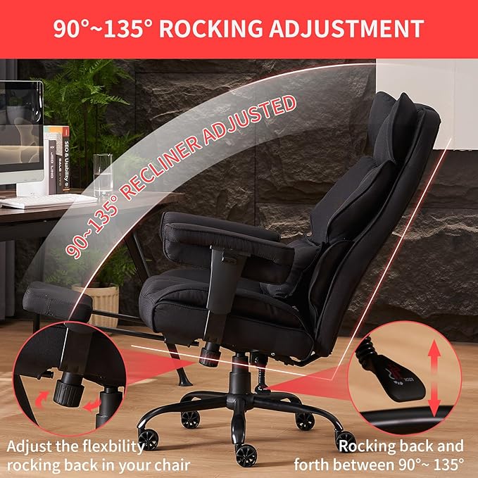 Efomao Big and Tall Office Chair 400 lb Weight Capacity, High Back Executive - Image 5