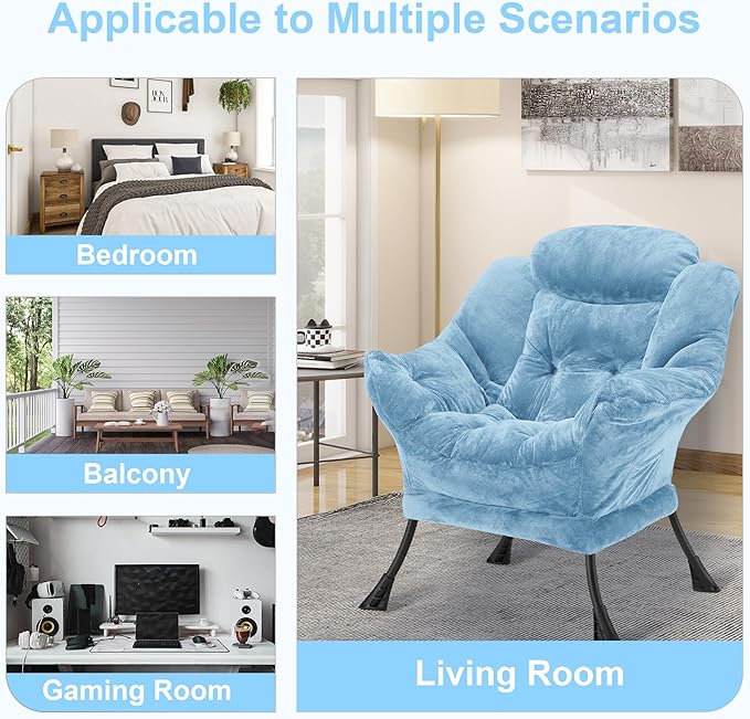 Fabric Lazy Chair for Adults, Oversized Upholstered Sofa Chair, Plush Comfy - Image 7